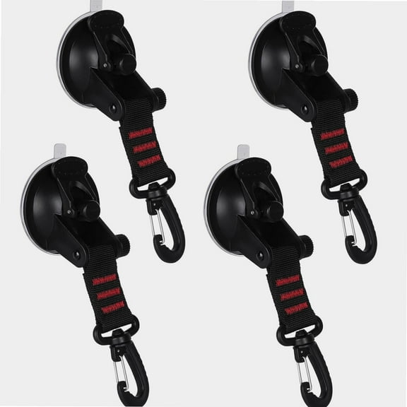 Suction Cups Heavy Duty, 4 Pack Strong Sucker Cups Hooks 360° Rotating, Multipurpose Suction Cup Hooks Camping Set, Outdoor Car Tent Suction Cups for Home Outdoor Car Van Awning Boat Tarp(Red)
