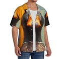 thumbnail image 2 of Balery Colorful Painted Duck Camisa Casual de Manga Corta con Botones para Hombre, Texturizada, Estilo Cubano, para Playa, Verano-Small, 2 of 5