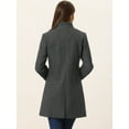 thumbnail image 4 of Abrigo de invierno elegante Allegra K Largo de un Solo pecho con cuello alto Gris Profundo L, 4 of 6