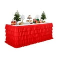 thumbnail image 5 of Red Tulle Table Skirt for 6ft/9ft Rectangle Tables Wrinkle Free Ruffled Tablecloths for Baby Shower Party Wedding Birthday Cake Dessert Table Decor, 5 of 7