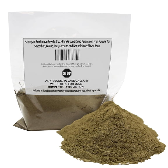 Naturejam Persimmon Powder 8 oz - Pure Ground Dried Persimmon Fruit Powder for Smoothies, Baking, Teas, Desserts, and Natural Sweet Flavor Boost