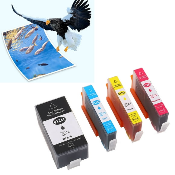 Ink Cartridge Set, Easy Installation Black Cyan Yellow Magenta Chip Design 4 Color Ink Cartridge for 8010 8012 8013 8014 8015 8017