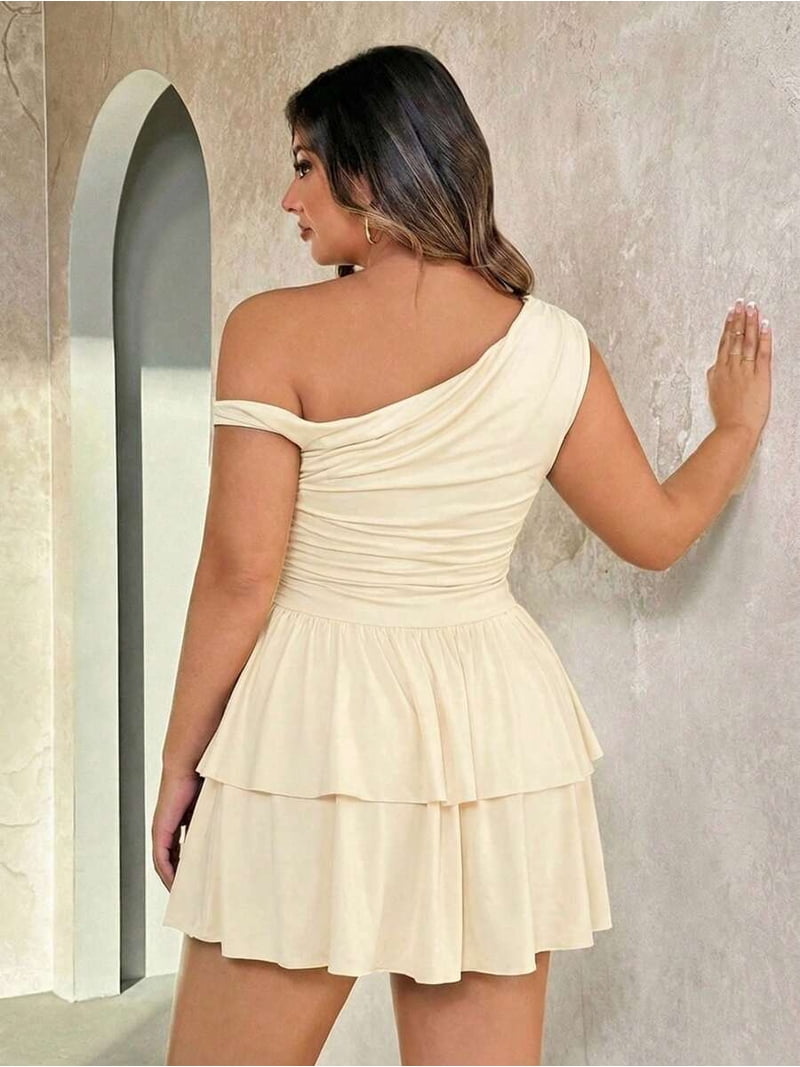birthday dress for curvy women Plus Size Off-Shoulder Short Dress, Spring Summer Festival Rave Outfit, Dress, Easter Color:Caramel Mocha