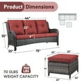 thumbnail image 2 of Gymojoy Outdoor Furniture 3-Piece Sofa, Patio Rattan Wicker Seactional Couch with Ottoman, Red, 2 of 6