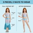 thumbnail image 5 of Girls Mermaid Swimsuit 3 Piece Bikini Set,Scales Print Two Piece Bathing Suit with Removable Fishtail Tulle Skirt Size 8Y, 5 of 9