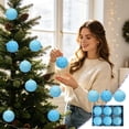 thumbnail image 5 of Kbndieu Blue Christmas Tree Balls Ornaments, 6PCS 3.15" Pre-Strung Hanging Ornament Decorations, Shatterproof Xmas Bulbs Plastic Hanging Balls for Xmas Tree Holiday Party Decor, 5 of 9