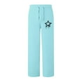 thumbnail image 5 of BiZtdJrK Womens Wide Leg Sweatpants Star Print Drawstring Elastic Waist Running Athletic Pants Baggy Casual Sweat Pant with Pockets Light Blue L, 5 of 6