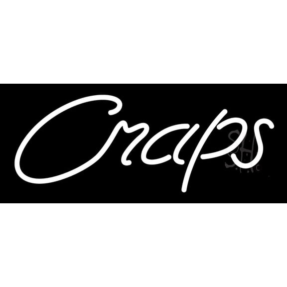 Cursive Letter Craps 2 LED Neon Sign 6 x 15 - inches, Black Square Cut Acrylic Backing, with Dimmer - Bright and Premium built indoor LED Neon Sign for wall décor, arcarde, and storefront.