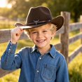 thumbnail image 5 of Kids Western Hats Boys Girls Cowboy Leather Buckle Felt Cowgirl Hat Cowboy Red Bandanas,One Size, 5 of 5