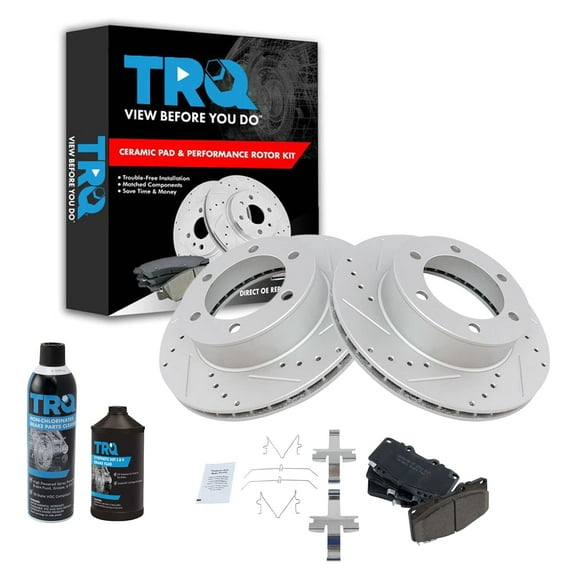 TRQ Performance Coated Brake Rotor & Ceramic Pad Front Kit w/Chemicals BKA15577 Fits select: 1995-1998 TOYOTA TACOMA, 2001-2002 TOYOTA 4RUNNER
