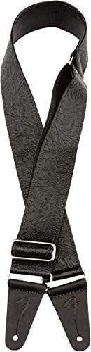 Fender Tooled Leather Guitar Strap, 2" wide, Black Part Number #0996970006