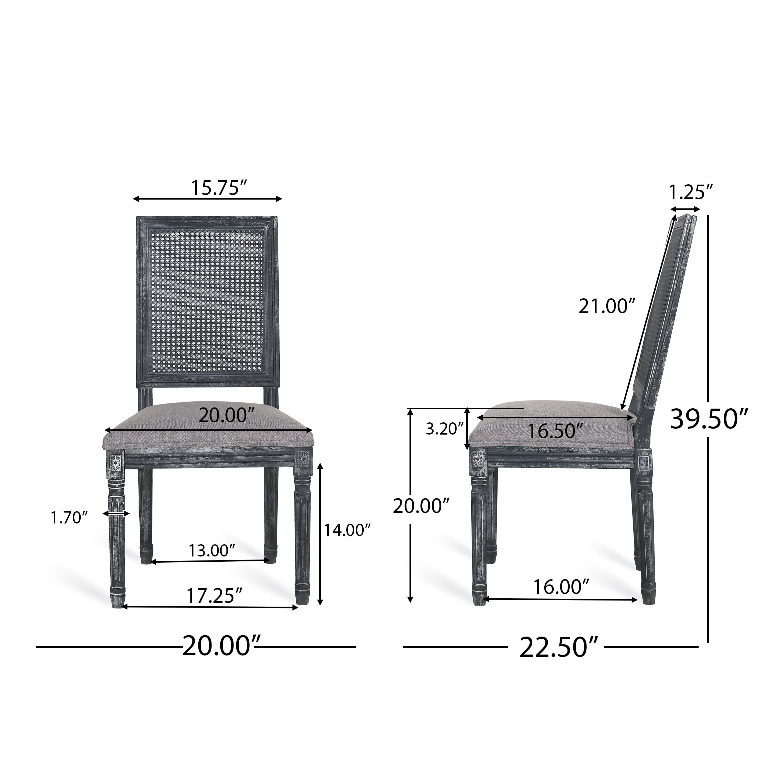 Noble House Fescue Fabric Upholstered Wood and Cane Expandable 7 Piece Dining Set, Gray