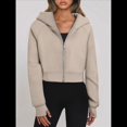 thumbnail image 4 of Sudaderas con Capucha y Cremallera para Mujer, Chaquetas, Sudaderas , Conjuntos de para Otoño, Camisetas Casuales y Cómodas Estilo Y2k, Ropa de Invierno. Caqui L, 4 of 9