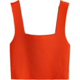 thumbnail image 1 of dusa Women's Square Neck Sleeveless Solid Ribbed Knit Crop Top Tank Orange X-Small, 1 of 1