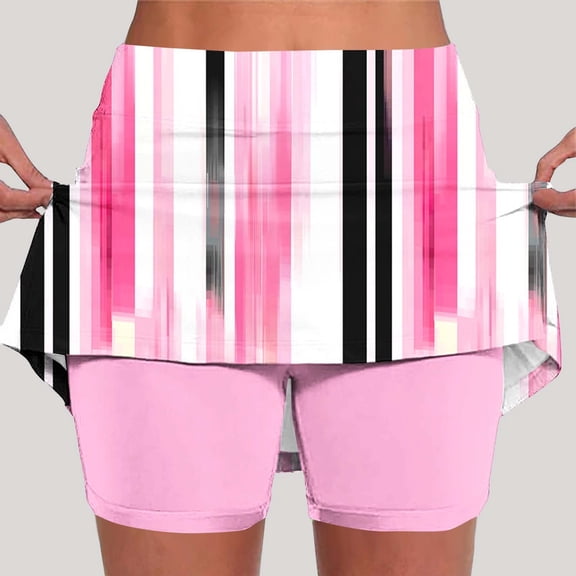 Vetsdori Womens Workout Skorts Summer Yoga Shorts Casual Plus Size,Striped Skirts for Women Running