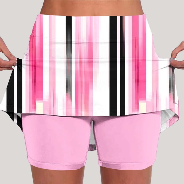 TaTaai Women Printed Yoga Jogger Shorts High Waist Skinny Skort with Pockets Polyester Soft Breathable Stretchy Summer Daily Casual Outdoor Wear Gift