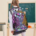 thumbnail image 7 of FORMRS Unisex School Backpack 17" Student Travel Bag with Laptop Compartment, Green Wavy Plaid, 7 of 7