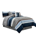 thumbnail image 2 of HGMart Bedding Comforter Set Bed In A Bag - 7 Piece Luxury Striped Microfiber Bedding Sets - Oversized Bedroom Comforters, King Size, Edsel Blue, 2 of 6