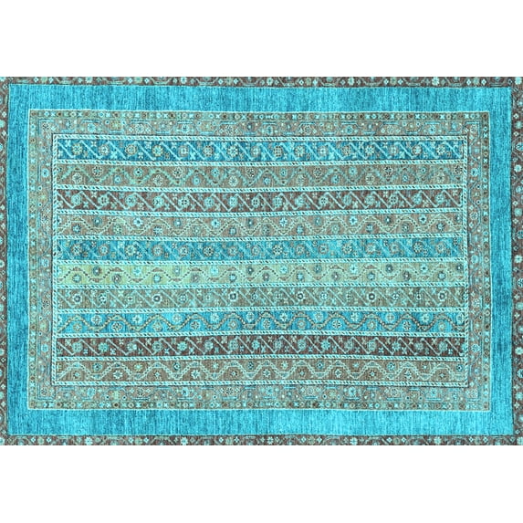 Ahgly Company Indoor Rectangle Abstract Light Blue Modern Area Rugs, 7' x 9'