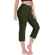 thumbnail image 2 of pantalón elástico de cintura alta 3/4 para mujer pantalones de pierna capris anchos con ajuste activo casual pantalones con bolsillos verde militar / 2xl, 2 of 4