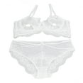 thumbnail image 2 of Conjunto de lencería de encaje para mujer, conjunto de bragas y sujetador suave y transpirable a la moda para el hogar, dormitorio, lencería, fiesta, blanco 75D, 2 of 5