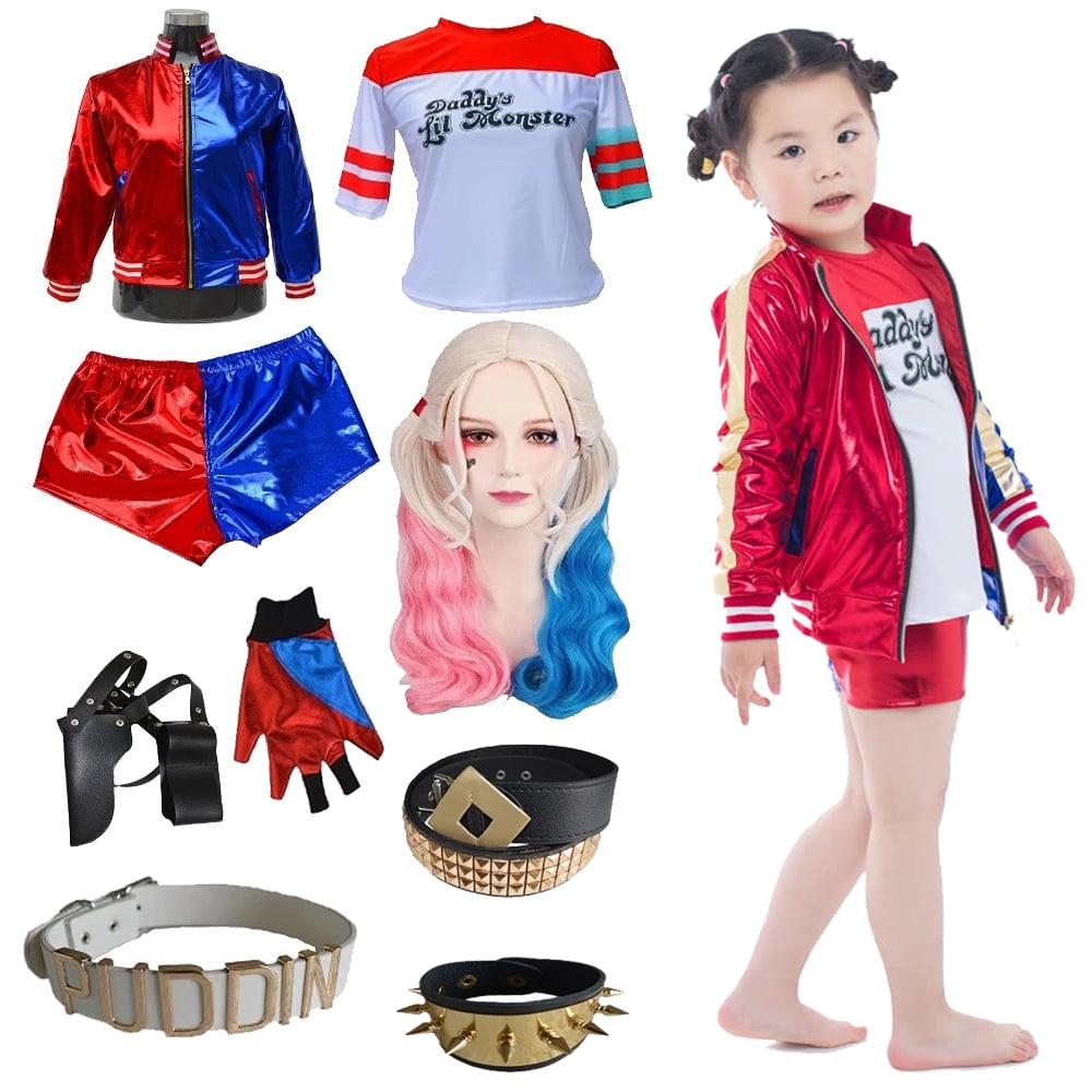 Kids Suicide Squad Costumes Harley Quinn Cosplay Suit Halloween ...