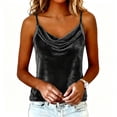 thumbnail image 2 of SEMPAI Cowl Neck Tank Tops for Women Sleeveless Velvet Draped Summer Shirts Casual Ruched Velour Lightweight Camisole Work Blouse, 2 of 5