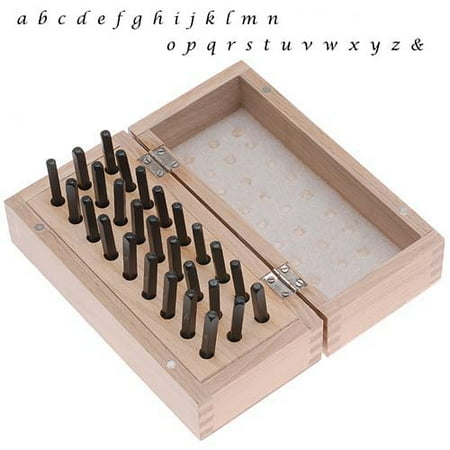 

27 Pc Lowercase Lucida Calligraphy Alphabet Letter Punch Set For Stamping Metal In Wood Box 1/8 Inch 3mm