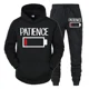 thumbnail image 2 of Conjunto de 2 piezas de sudadera y pantalones divertidos con estampado de batería "PATIENCE" para hombre, sudadera de manga larga, chándal, ropa deportiva unisex, 2 of 5