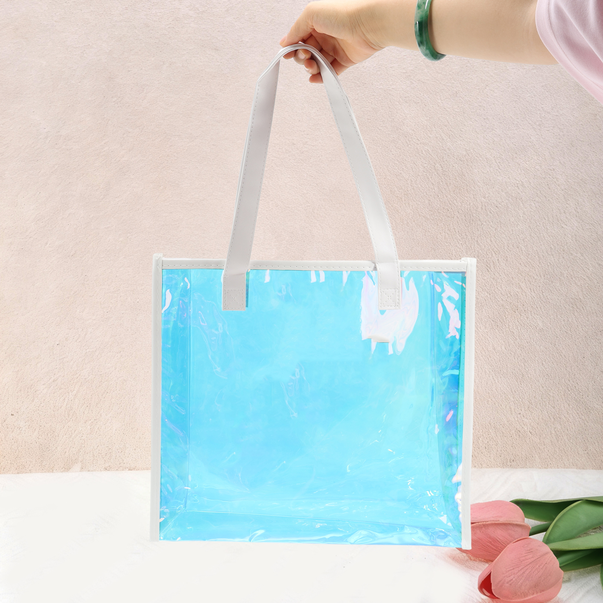Unique Bargains Edged Reusable Gift Bag Multicolor For All Occasions 1Pc White Multicolor