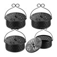 thumbnail image 1 of 4 Soportes para Espirales de Mosquitos, Quemador de Incienso Colgante de Metal, Redondo, Retro, Portátil, con Asa, Color Negro., 1 of 5
