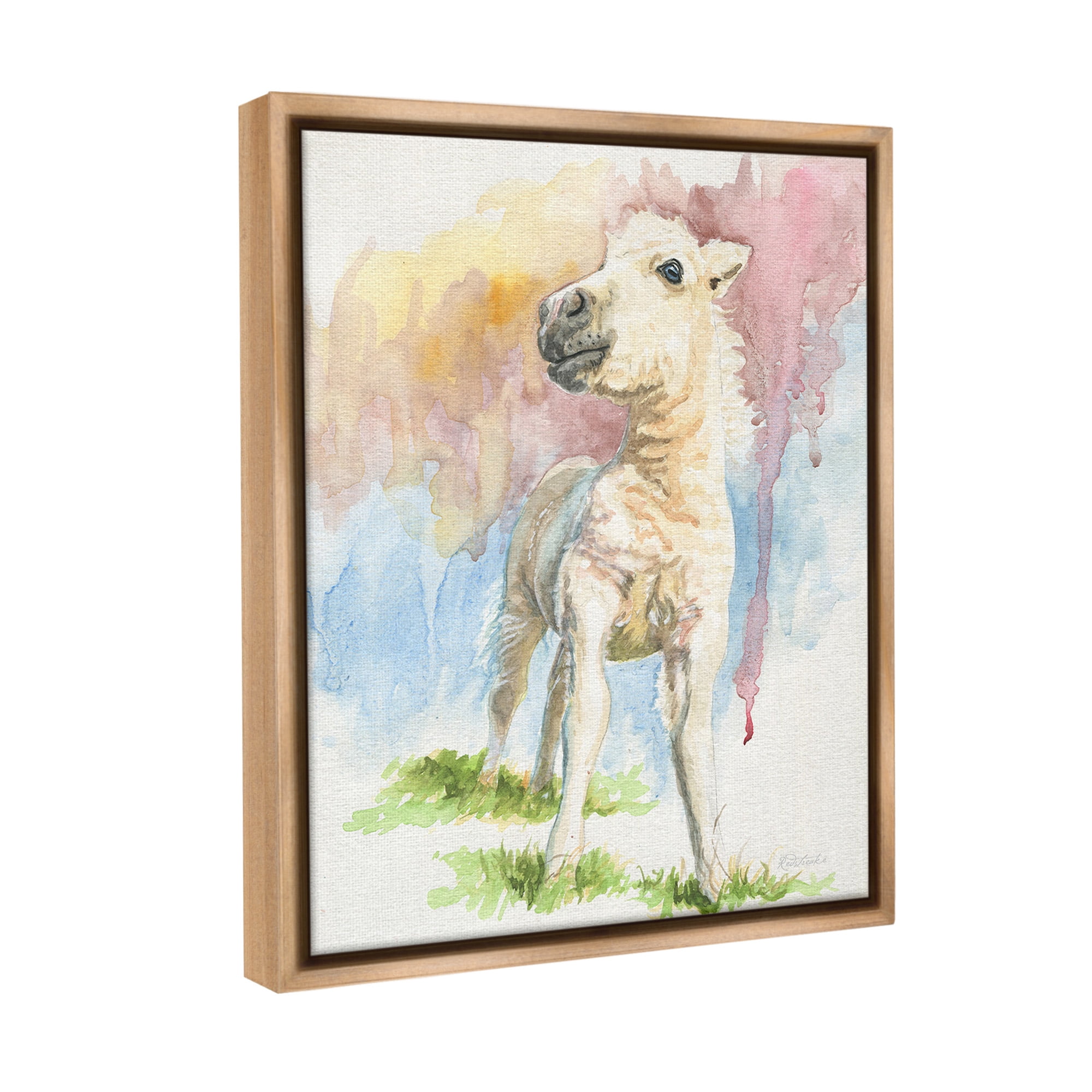 Stupell Industries Modern Foal Painting Animals & Insects Painting Brown Floater Framed Canvas Art Print Wall Art, 17 x 21