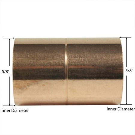 Supply Pipe - Libra Supply 1/2 inch Copper Pressure Coupling with Rolled Stop C x C, (Pack of 20 pcs, click in for more size options), 1/2'', 1/2-inch Copper Pressure Pipe Fitting Plumbing Supply
