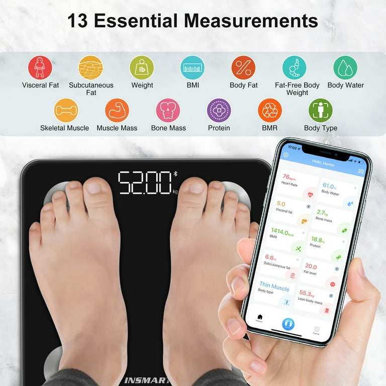 Wireless Smart Scale Measure Body Fat, Muscle, Bone Mass, BMI, Protein,  Weight 700721208586