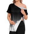 thumbnail image 2 of Women's Post Shoulder Surgery Shirts Short Sleeve Snap-Open Arm Shoulder Recovery Shirt Casual Loose Adaptive Blouses,L, 2 of 8