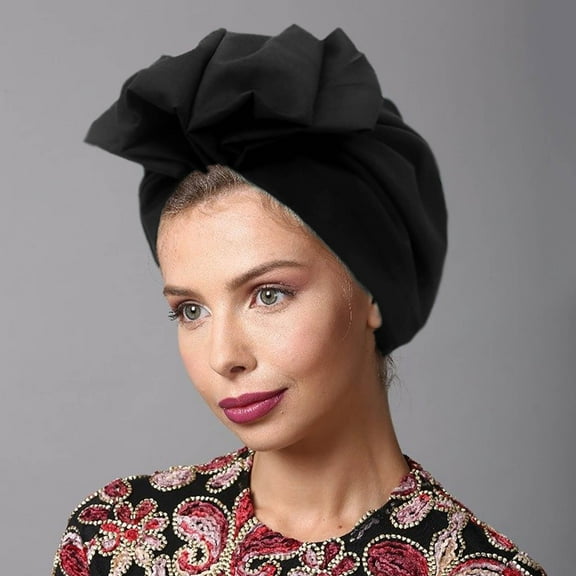 Women's French Retro Wrap Turban - European American Style Floral Trim Head Cap, Fashionable Head Wrap Hat for Daily Wear Travel Parties