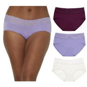 Maidenform Women's Perfect Fit Stretch Lace Hipster Underwear, 3-Pack DM3SLH Color: Orchid Purple White Size: LARGE