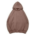 thumbnail image 4 of Fgnfyis Women Solid Basic Letter Loose Pullover Hoodie Long Sleeve with Pocket Drop Shoulder Top Brown M, 4 of 5