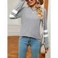 thumbnail image 6 of SHIBEVER Fall Tops for Women Long Sleeve Shirts Casual V-neck Tunic Top Basic T Shirts Tees Striped Blouse Light Gray XL, 6 of 6