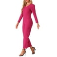thumbnail image 4 of INSPIRE CHIC Women's V Neck Jumpsuit Long Sleeve Wide Leg Long Pants Elegant Knit Jumpsuits, 4 of 6