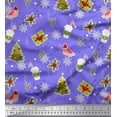 thumbnail image 1 of Soimoi Purple Viscose Chiffon Fabric Coffee Cup,Gift Box & Tree Christmas Print Sewing Fabric Yard 42 Inch Wide, 1 of 1