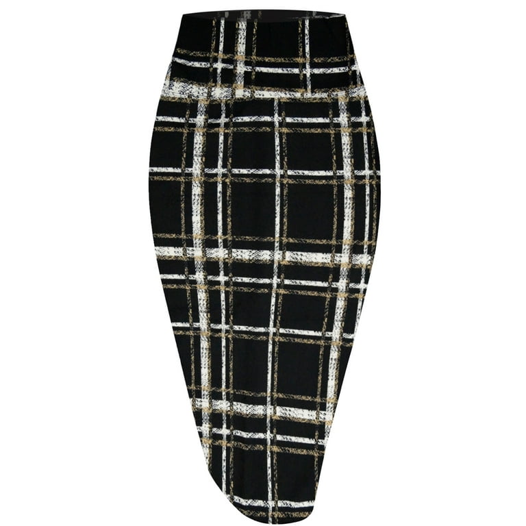 Hybrid Company Plaid Womens Pencil Skirt for Office Wear