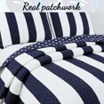 thumbnail image 2 of Cozy Line Patriotic Navy Blue White Sailor Star Striped 100% Cotton Reversible Quilt Bedding Set, Queen 3 - Piece, 2 of 6