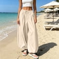 thumbnail image 4 of Qingpeng Womens Elastic High Waisted Wide Leg Barrel Pants Flowy Baggy Balloon Trousers Fall Harem Pants Vacation Outfits, 4 of 7