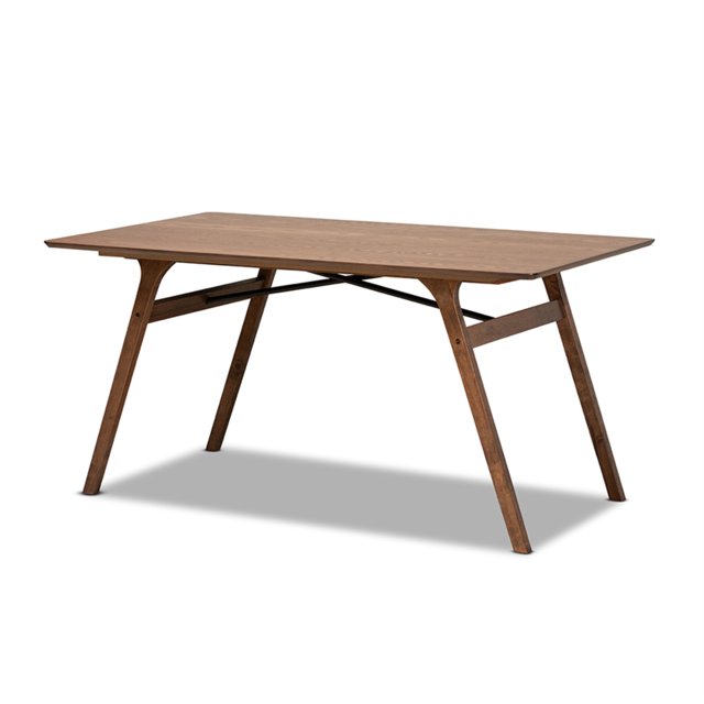 Baxton Studio Table à Manger en Bois Fini Noyer Brun Style Mid-Century Modern Transitionnel