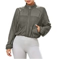 thumbnail image 2 of Inverlee Women's Stand Collar Mesh Zip Up Cropped Athletic Jacket Lightweight Breathable Windbreaker Trendy Solid Gym Runing Outwear Gray XL, 2 of 7