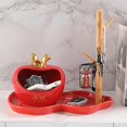 thumbnail image 3 of Gourd Apple Ornaments Ceramic Porch Entrance Key Storage Box Remote Control Candy Plate Housewarming Wedding Gift, 3 of 5