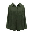 thumbnail image 2 of Green Womens Blouses Womens Cotton Linen Button Down Shirt 2025 Spring Casual Long Sleeve Solid Color Shirts Loose Work Tops with Pockets Ladies Tops and Blouses, 2 of 3