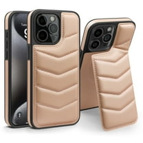 For iPhone 15 Case Wallet with Credit Card Holder, RFID Blocking Card Slot,Premium PU Leather Magnetic Clasp Kickstand Heavy Duty Shockproof Rugged Protective Cover Case,Rosegold