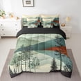 thumbnail image 2 of jejeloiu Tropical Botanical Pine 7pcs Bedding Comforter Set,Natural Mountain Tree Queen Bedding Sets,Beige Teal Green Queen Sheet Sets For Men Women,Microfiber Bedroom Decor Reversible, 2 of 8